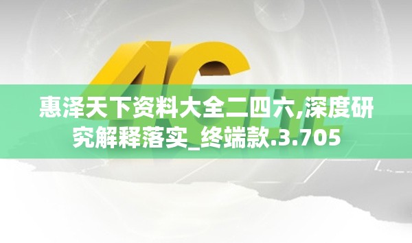 惠泽天下资料大全二四六,深度研究解释落实_终端款.3.705